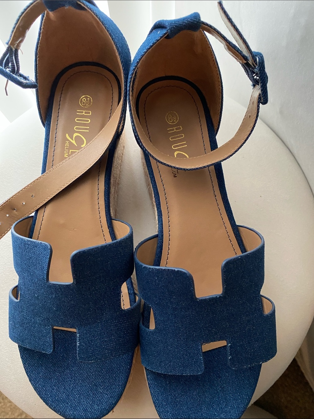 Rouge Helium Denim Blue Ankle-Strap Sandals